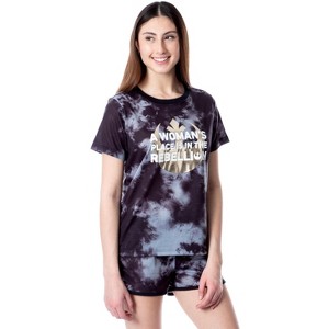 Star Wars Womens' In The Rebellion Tie-Dye Sleep Pajama Set Short Black - 1 of 4