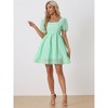 Allegra K Women's Short Sleeve Summer Casual Square Neck Flowy A-Line Short Party Dress - 3 of 4