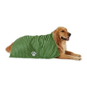 Dii Hunter Green Stripe Embroidered Paw Pet Towel - 1 of 4
