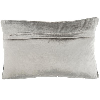 Edmee 12" x 20" Gray and Silver Metallic Pillow