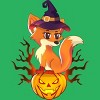 Women's Design By Humans Cute Witch Fox With Jack O Lantern Halloween Shirt By thebeardstudio Racerback Tank Top - 2 of 3