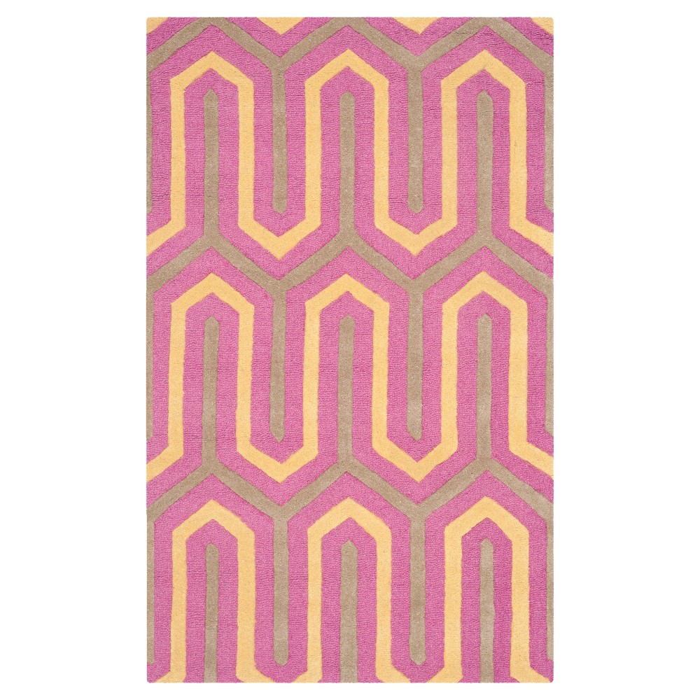 Aveline Geometric Textured Accent Rug - Fuschia/Gray (3'x5') - Safavieh