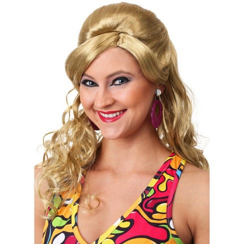 HalloweenCostumes Women Women s 60s Blonde Traditional Disco Wig Yellow