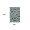 Gray Blue And Ivory Wool Floral Medallion Hand Hooked Area Rug - 3 of 4