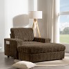 Whisen Oversized Faux Rabbit Fur Chaise Lounge with Storage Ottoman and Armrests, Upholstered Sleeper Sofa Bed with Cup Holders - 2 of 4