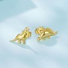 Asymmetric Dinosaur Stud Earrings - 925 Sterling Silver Mismatched Brontosaurus & Stegosaurus, Hypoallergenic - 4 of 4