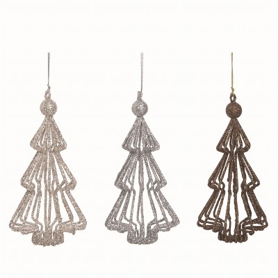 Transpac Metal Dimensional Ornament Set of 3 Christmas Home Decorations