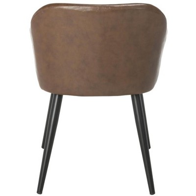 Brown Faux Leather Accent Chair with Black Legs