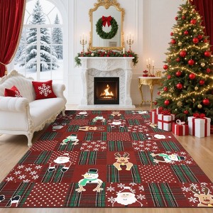 Christmas Checkered Accent Rug with Non Slip Backing - 1 of 4