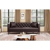 TackView 81" Mid-Century Modern Chesterfield Sofa - Faux Leather 3-Seater Couch with Deep Seats, Button Tufting & 2 Pillows - 4 of 4