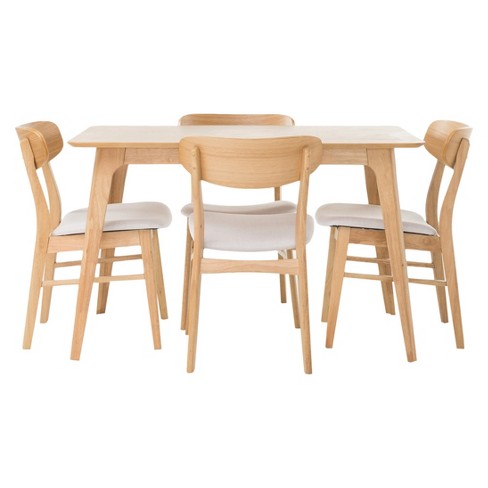 5pc Lucious Dining Set Natural Oak/light Beige - Christopher Knight ...