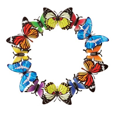 Collections Etc Colorful Rainbow Butterfly Metal 3d Hanging Wreath : Target