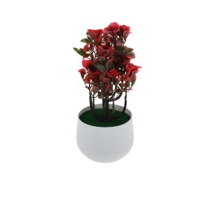 Unique Bargains Tree Artificial 12-Piece Tree Rose Arrangement Plastic 3.54"x3.54"x9.06" 1 Pcs - 1 of 4