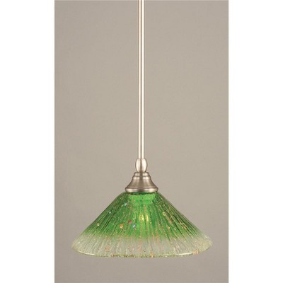Toltec Lighting Any 1 - Light Pendant in  Brushed Nickel with 10" Kiwi Green Crystal Shade