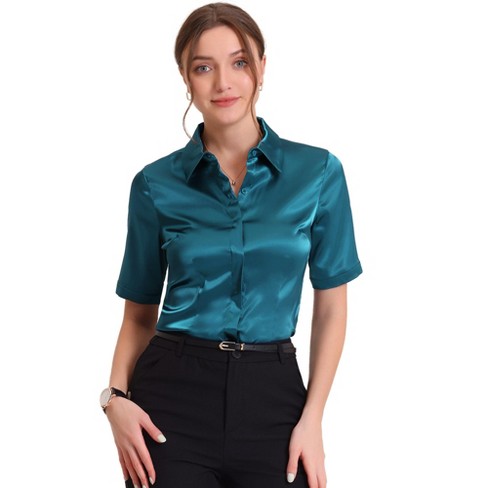 Satin top hot sale short sleeve