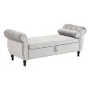 CAVINAS Modern Rectangular Velvet Ottoman Bench with 1 Pillow,Wooden Storage Ottoman for Living Room,Bedroom - 2 of 4