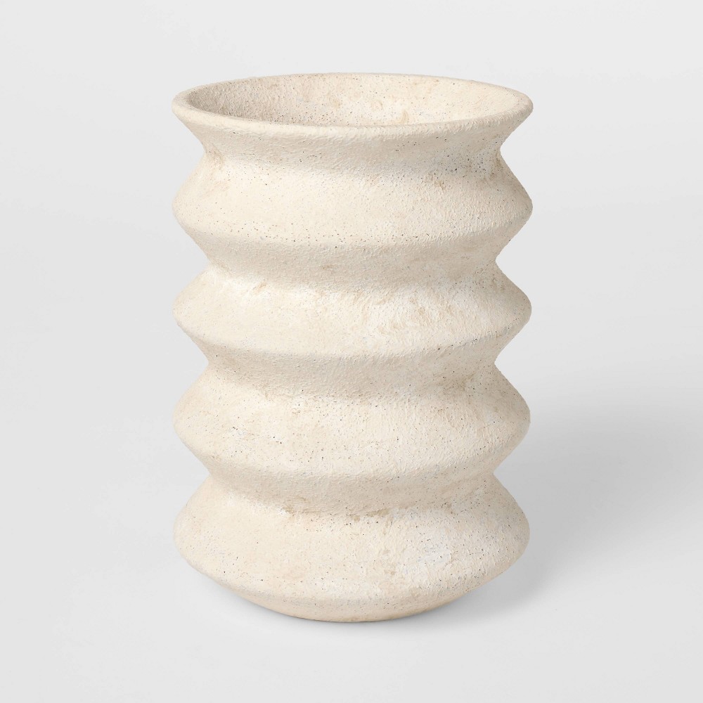 Earthenware Ribbed Vase Heathered White - Threshold™ designed with Studio McGee