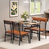 5 Piece Dining Table Set, Wooden Kitchen Table Set with 4 PU Upholstered Chair, Industrial Metal Frame Dinette Set for Dining Room - 2 of 4