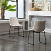 Okak Vintage 31.5" Height PU Leather Dining Chairs Set of 2, Sleigh Legs with Footrest & Zig-Zag Stitching, Metal Frame Counter Stools - 3 of 4