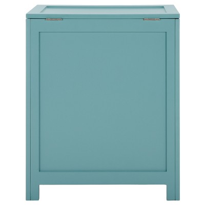 Haina Blue Wooden Rectangular Laundry Hamper