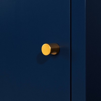 Dark Blue Metal Rectangular End Table with Storage