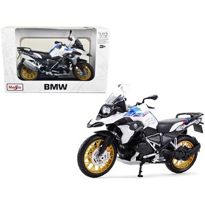 BMW R1250 GS White with Blue and Red Stripes 1/12 Diecast Motorcycle Model by Maisto - 1 of 4