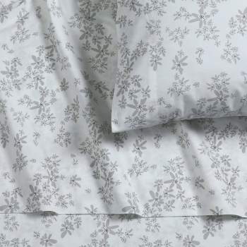 Tribeca Living King Emma Floral 300 Thread Count Cotton Percale Extra Deep Pocket Sheet Set
