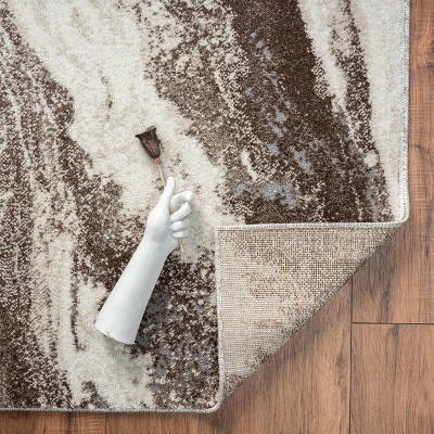 Brown and Off-White Abstract Marble 4x5 Area Rug