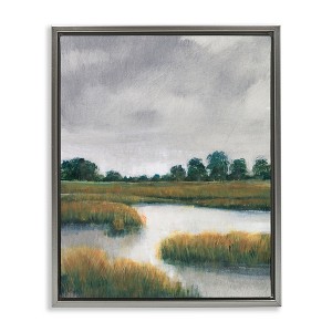 Stupell Industries Cloudy Rural Marsh Landscape Floating Frame Canvas Art - 1 of 4