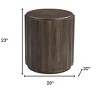 HomeRoots 23" Brown Distressed Solid Wood Round Scalloped Drum End Table - 3 of 4