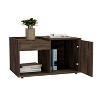 Vynxaria Brown Dark Walnut Single Door Cabinet Coffee Table - 3 of 4