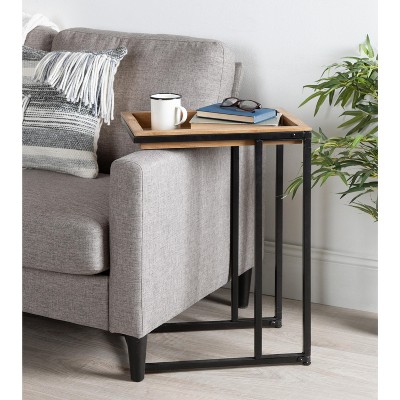 Lockridge Light Rustic Brown and Black Metal C-Table