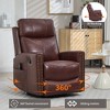 Genuine Leather Manual Recliner Chair with 360° Swivel, Rocking, and Heat Massage for Living Room - 4 of 4