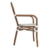 Merrick Lane Celia Set of Four Stacking Thonet Bistro Style Chair with Arms, PE Rattan Seat, and Metal Frame for Indoor/Outdoor Use - 4 of 4