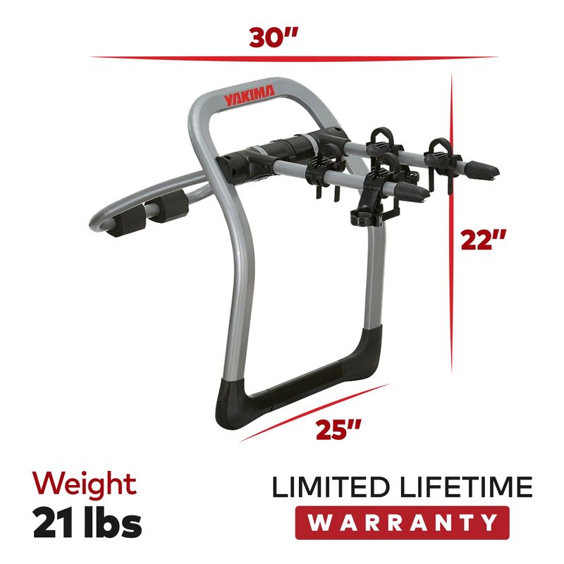 Yakima HalfBack 2 Bike Capacity Trunk Bike Strap Rack with 4 Strap Attachment, SuperCrush ZipStrips, and Bomber External Frame, Gray/Black, 3 of 7