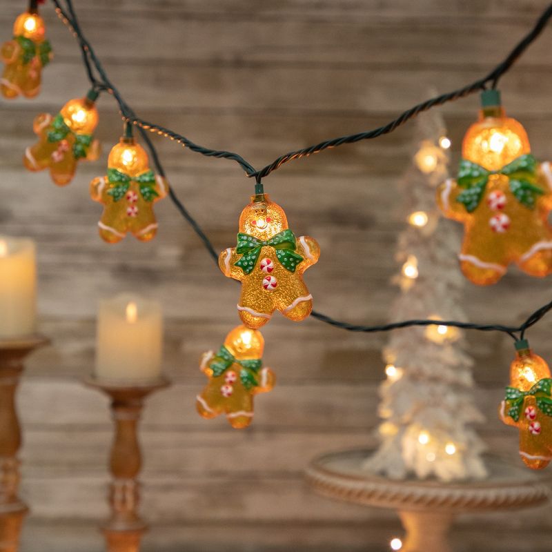 Northlight 10ct Gingerbread Man Christmas Lights, Clear Lights, Green Wire, 2 of 5