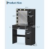 55" Tall Makeup Vanity Table, Vanity Desk with Mirror and Lights In 3 Colors, Storage Shelves and Cabinet Drawer Chest Dressing Table, for Bedroom - 3 of 4