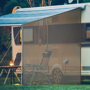 Costway 9' x 7'RV Awning Side Shade Black Mesh Screen Sunshade with Complete Kits - 1 of 4