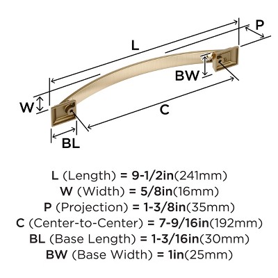 Golden Champagne 7-9/16 inch Modern Bar Pull with Mounting Hardware