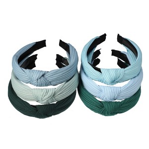 Unique Bargains Girl's Knotted Headband Green Blue 1.18" Wide 6 Pcs - 1 of 4
