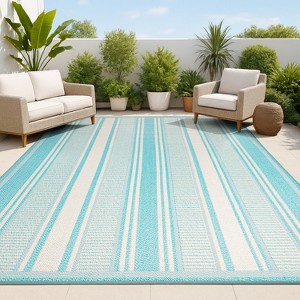 Haynes Modern Double Stripe Indoor/Outdoor Area Rug - JONATHAN Y - 1 of 4