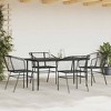 vidaXL 5 Piece Patio Dining Set - Black Poly Rattan Outdoor Garden Furniture with Glass Table - 3 of 4