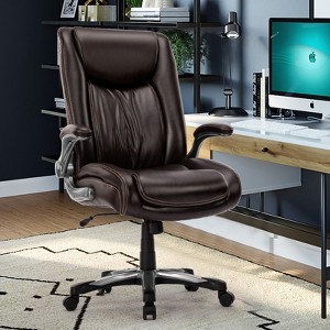 COLAMY Big and Tall Office Chair 400lbs, Heavy Duty High Back Desk Chair with Flip-up Arms and Wide Thick Seat – Black - 1 of 4