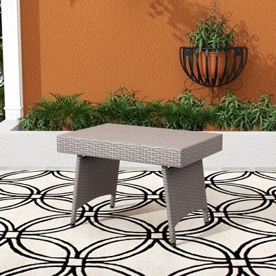 WestinTrends Coastal Plastic Rattan Wicker Outdoor Patio Folding Side Table