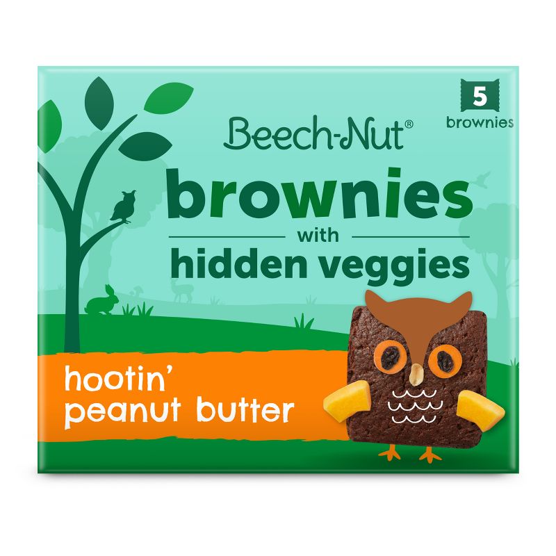 Beech-Nut Hidden Veggies Brownies Peanut Butter and Chocolate Toddler Snacks - 4.1oz/5pk, 1 of 9