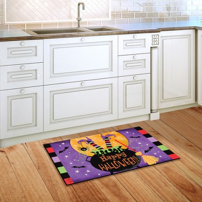 Halloween Witch Feet Cauldron Rubber Doormat 24" x 15"