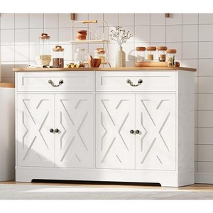 CuisinSmart 57'' Modern Farmhouse Sideboard Buffet Cabinet with 2 Drawers & Adjustable Shelves, Dining Room Coffee Bar Organizer for Living Room - 1 of 4