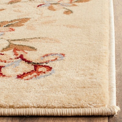 Ivory Beige Floral Safavid Style Rectangular Area Rug