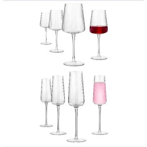 Artland Soho Optic 8.5 oz Champagne Flute & 14 oz Goblet, 8-Piece Set, Stemmed Glasses, Dishwasher Safe - 1 of 4