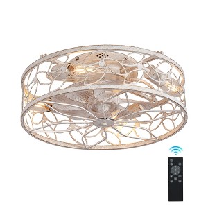 XINGHANZHENXUAN Black Vintage Caged Ceiling Fan Light, Remote Control, Industrial Style for Living Room, Bedroom, and Kitchen (Bulb Not Included) - 1 of 4